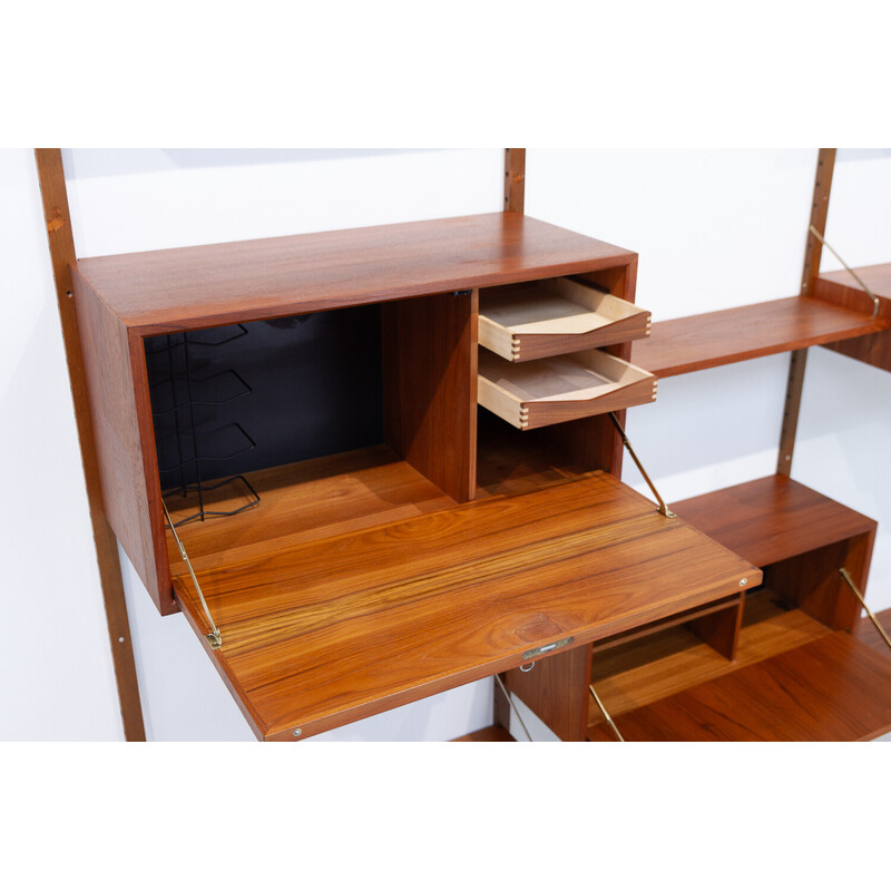 Danish vintage 3-bay modular teak wall unit by Poul Cadovius for Cado, 1960s