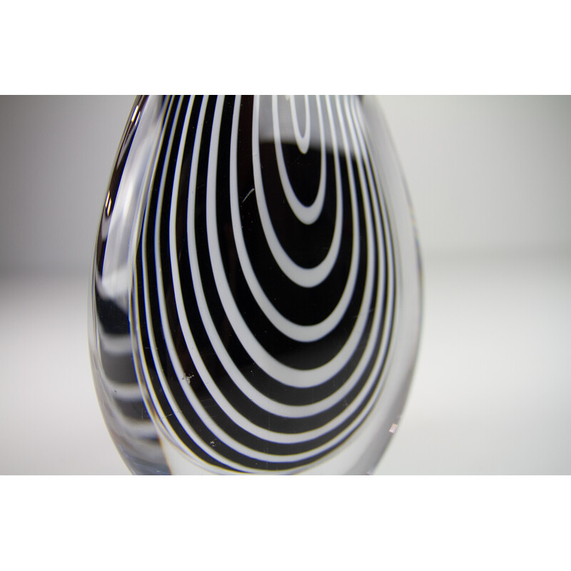 Vintage "Zebra" glass vase by Vicke Lindstrand for Kosta, Sweden 1950s