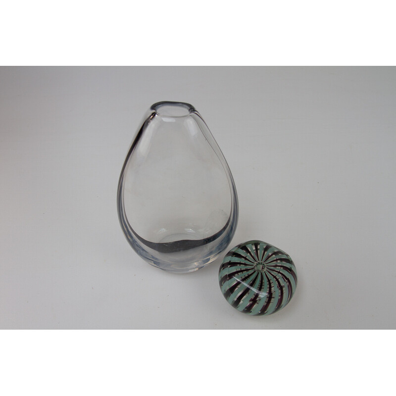 Vintage "Contour" glass vase by Vicke Lindstrand for Kosta, Sweden 1950s