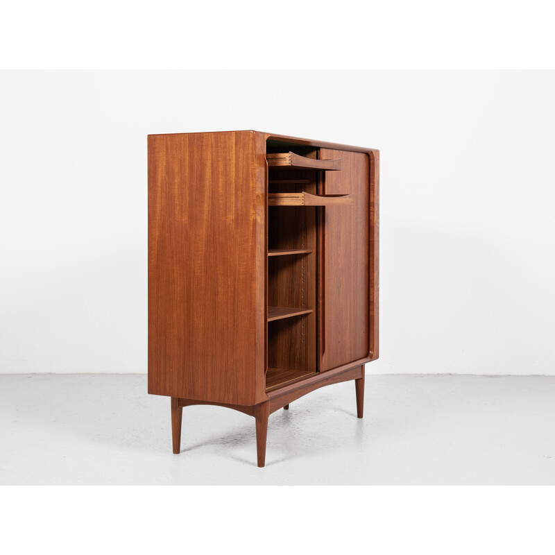 Mid century Danish cabinet with tambour doors in teak by Bernhard Pedersen and Søn, 1960s