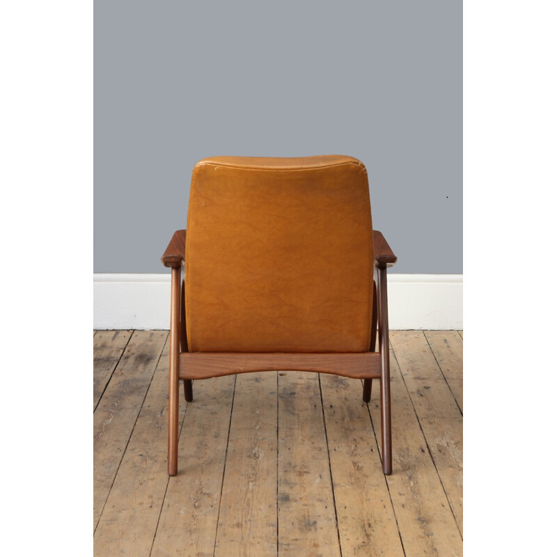 Brown leatherette armchair by Louis van Teeffelen - 1960s