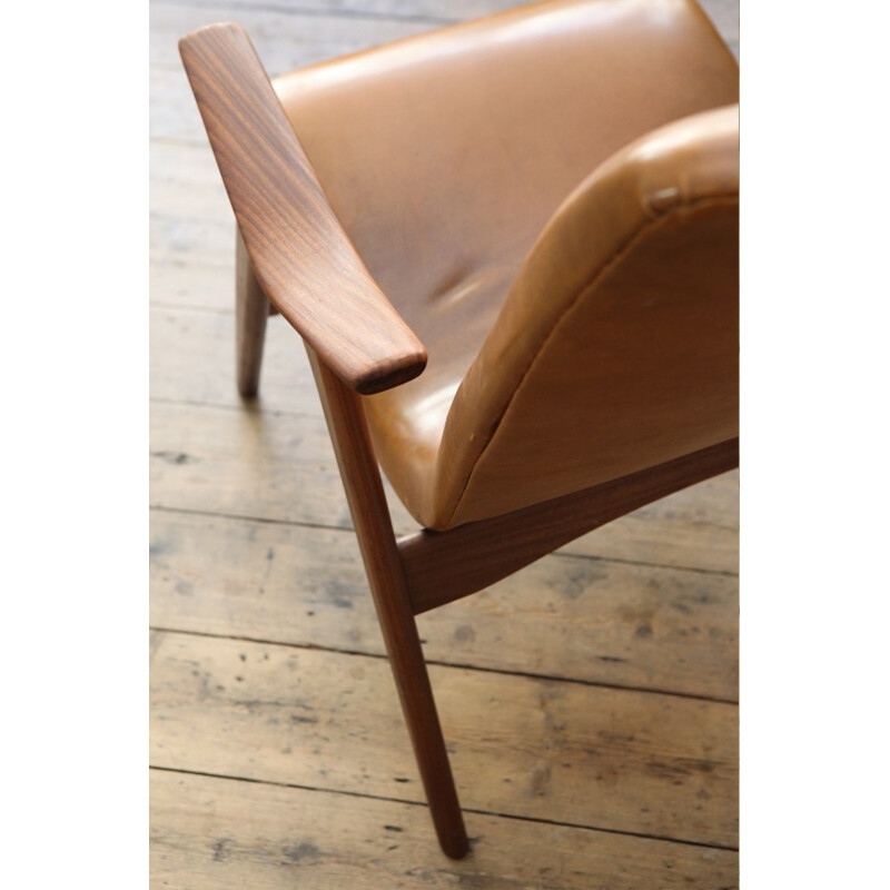 Brown leatherette armchair by Louis van Teeffelen - 1960s