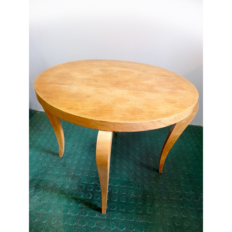 Round coffee table in light wood - 1960s