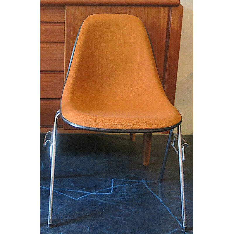 Cadeiras vintage em fibra de vidro e hopsack de Charles e Ray Eames para a Herman Miller, 1970