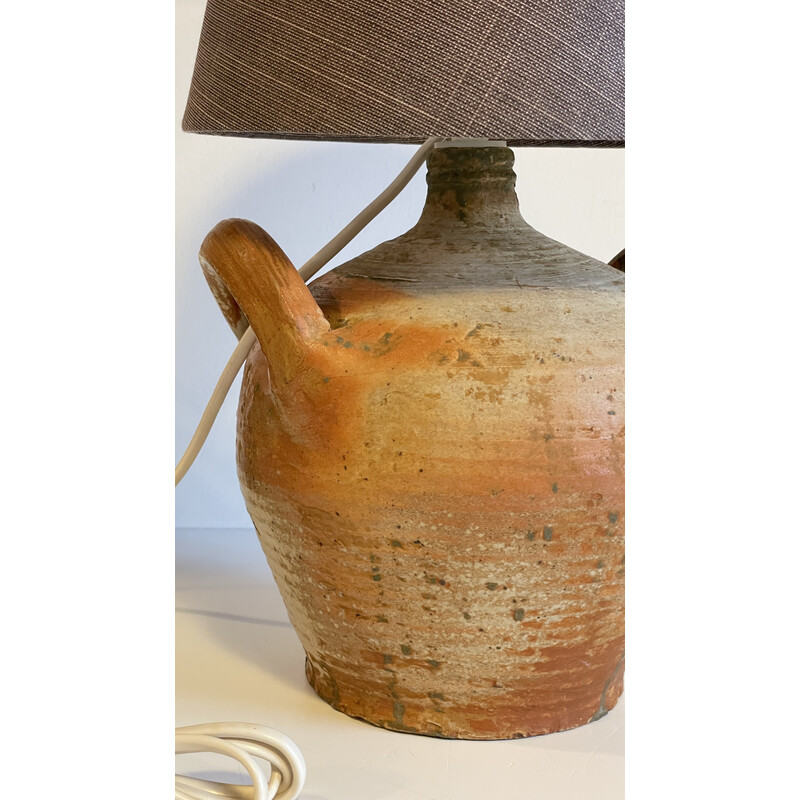 Vintage handmade pottery lamp with shade