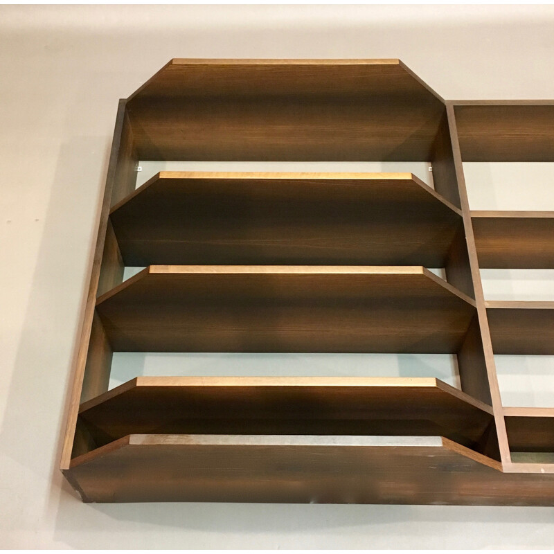 Wall shelf in walnut wood - 1970s