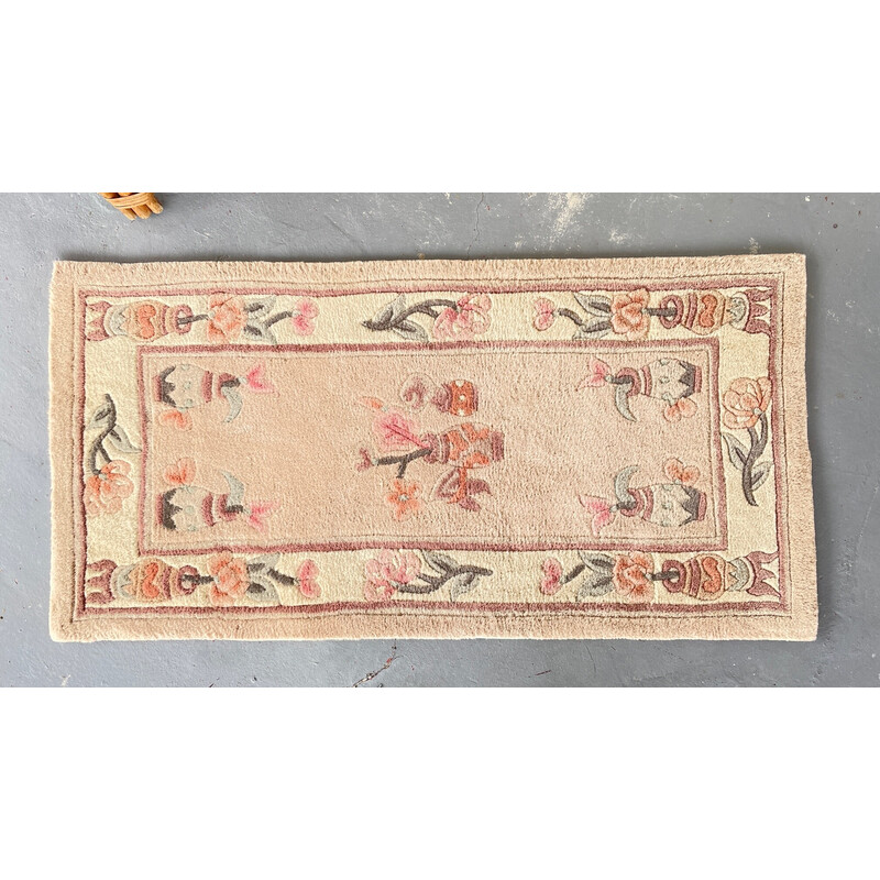 Vintage Chinese wool and cotton rug