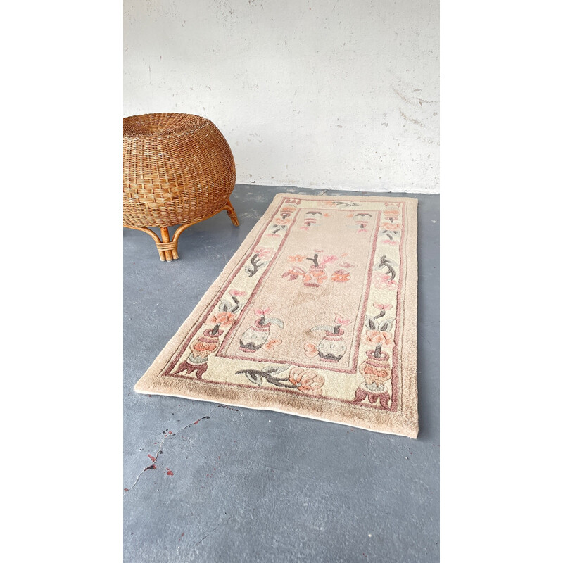 Vintage Chinese wool and cotton rug