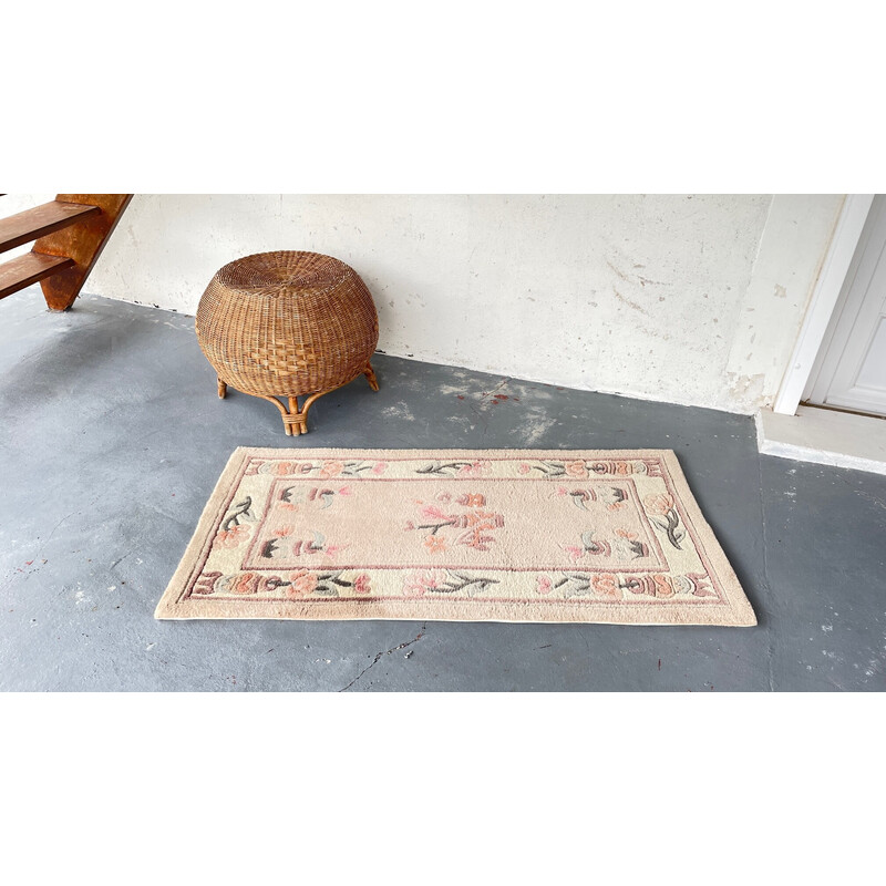 Vintage Chinese wool and cotton rug