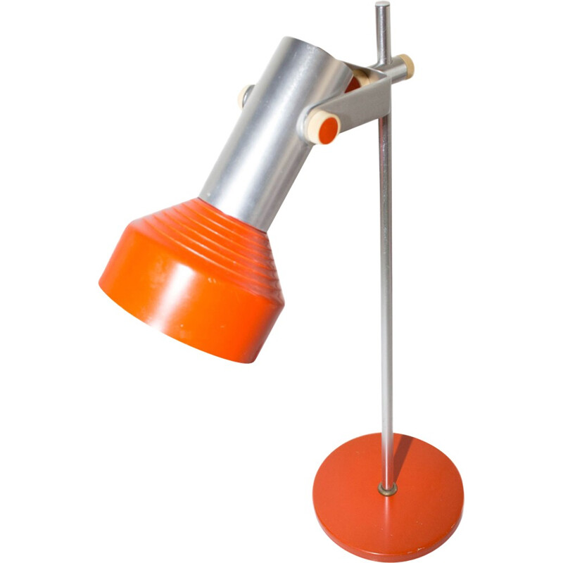 Lampe de bureau orange produite par AKA Electric en aluminium et en métal - 1970