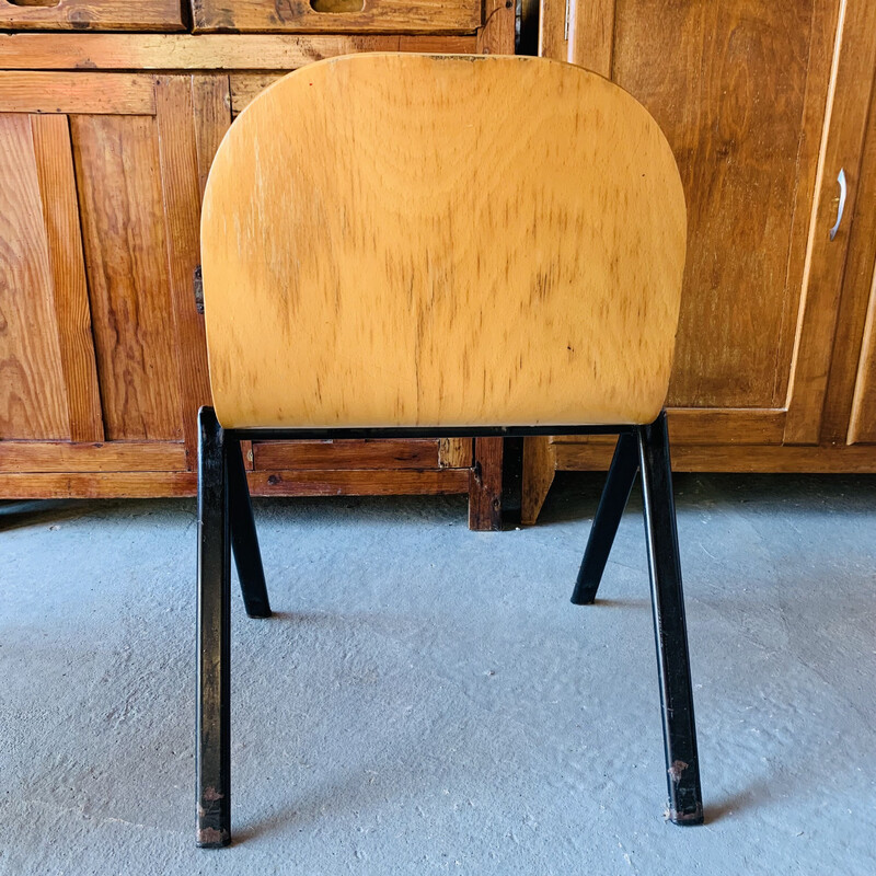 Ensemble de 5 chaises vintage en métal et bois