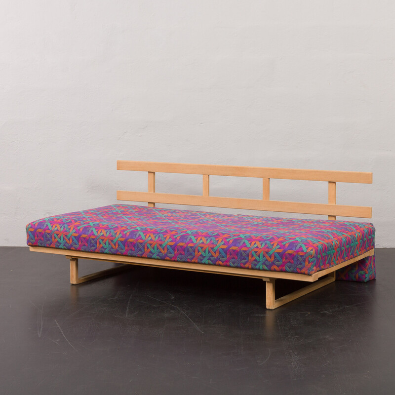 Vintage oakwood daybed in original upholstery by Børge Mogensen, Denmark 1970s