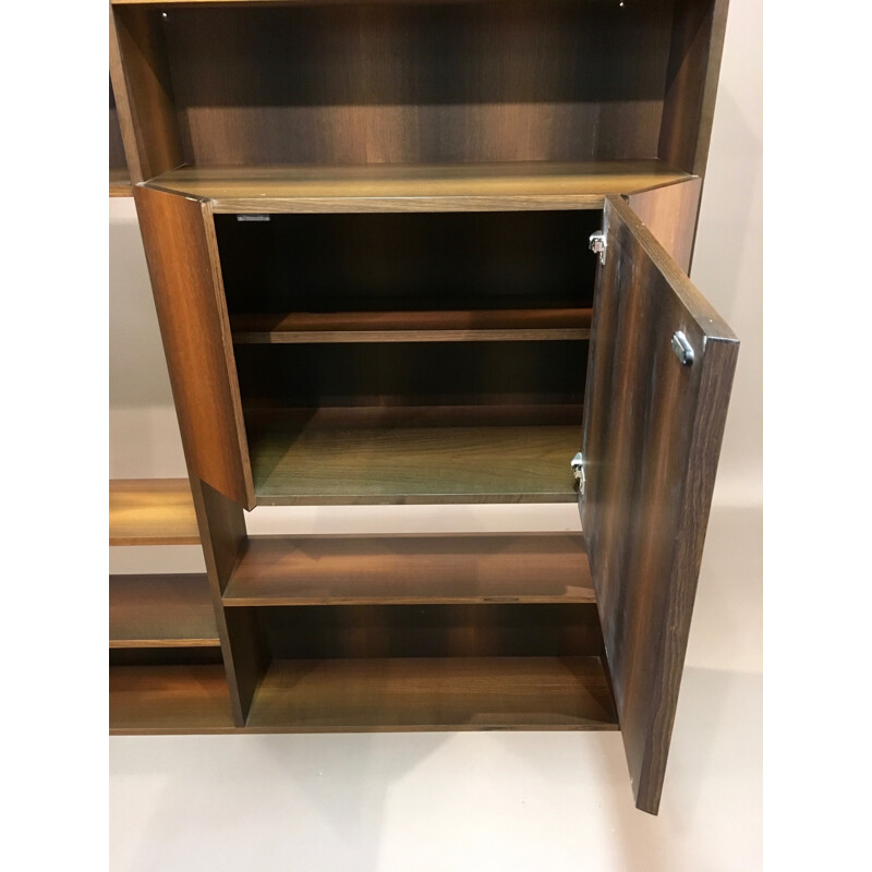 Scandinavian wood bookcase with storage box - 1970s