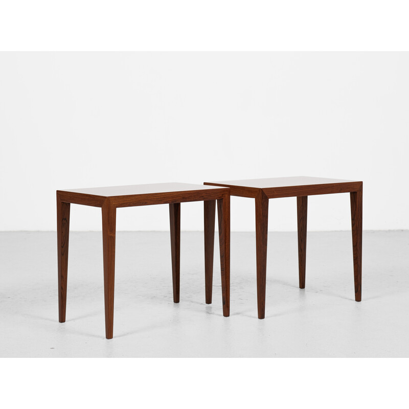 Set of 3 vintage rosewood side tables by Severin Hansen for Haslev, Denmark 1960