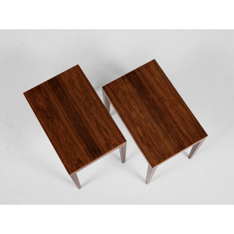 Set of 3 vintage rosewood side tables by Severin Hansen for Haslev, Denmark 1960