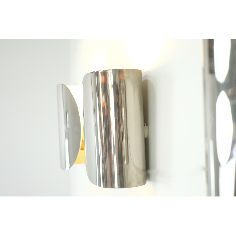 Pair of vintage "Foglio" wall lamps in chromed metal by Tobia Scarpa, Italy 1966