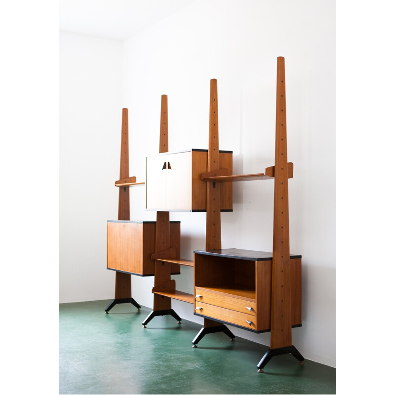 Italian modular teak wall unit - 1950s