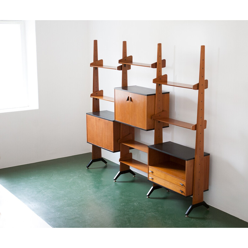 Italian modular teak wall unit - 1950s