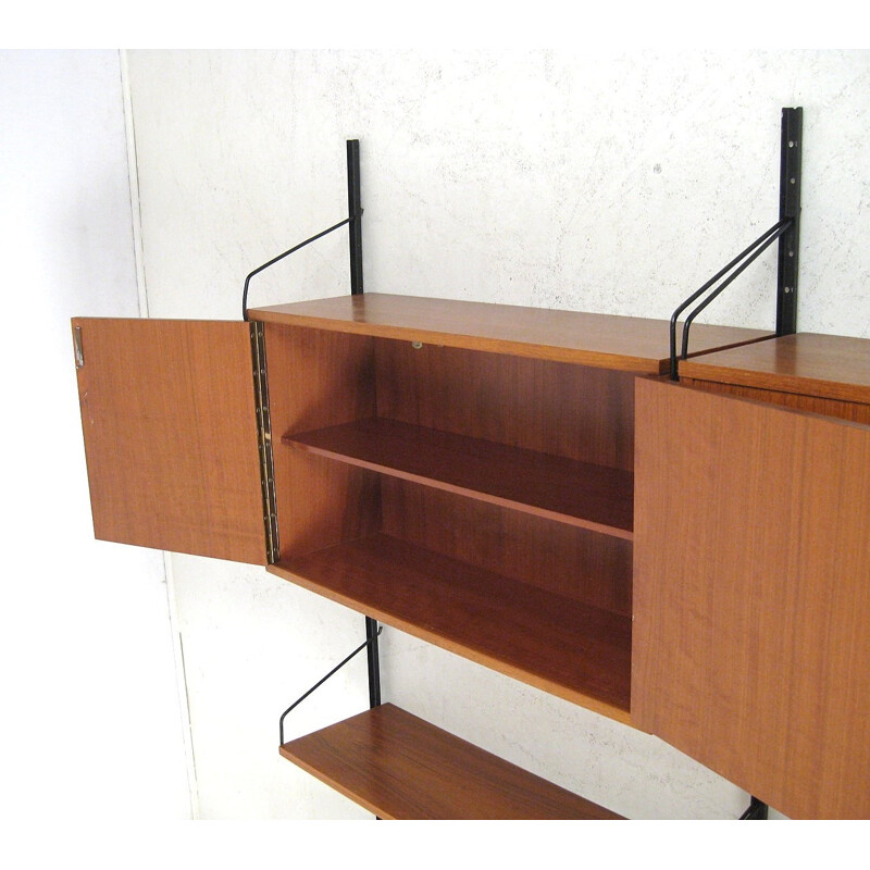 Teak and metal modular shelving unit - 1950s