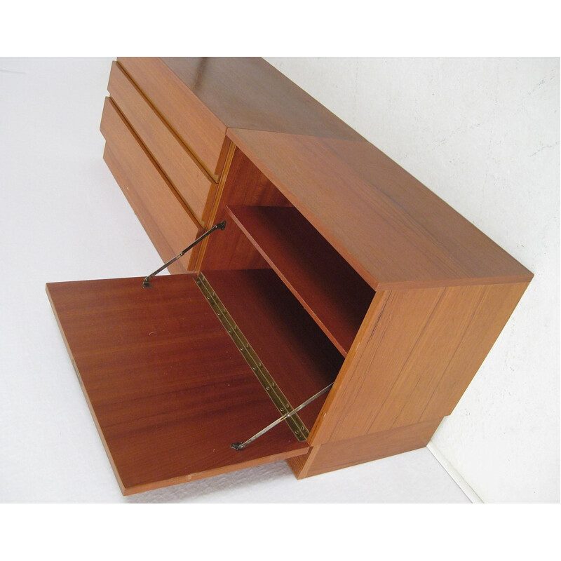 Teak and metal modular shelving unit - 1950s