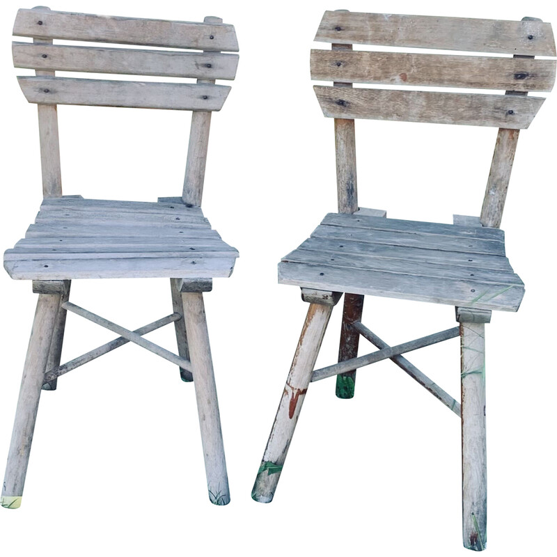 Paire de chaises de jardin - enfant bois
