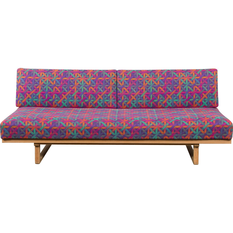 Vintage oakwood daybed in original upholstery by Børge Mogensen, Denmark 1970s