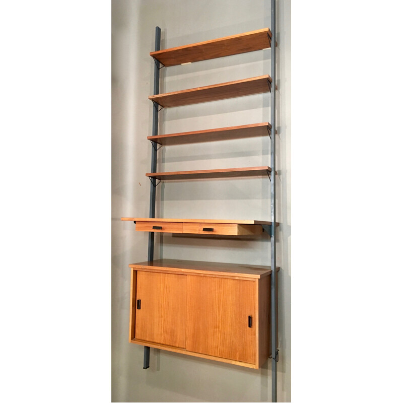 Modular shelving unit with 5 selves and 2 drawers - 1950s