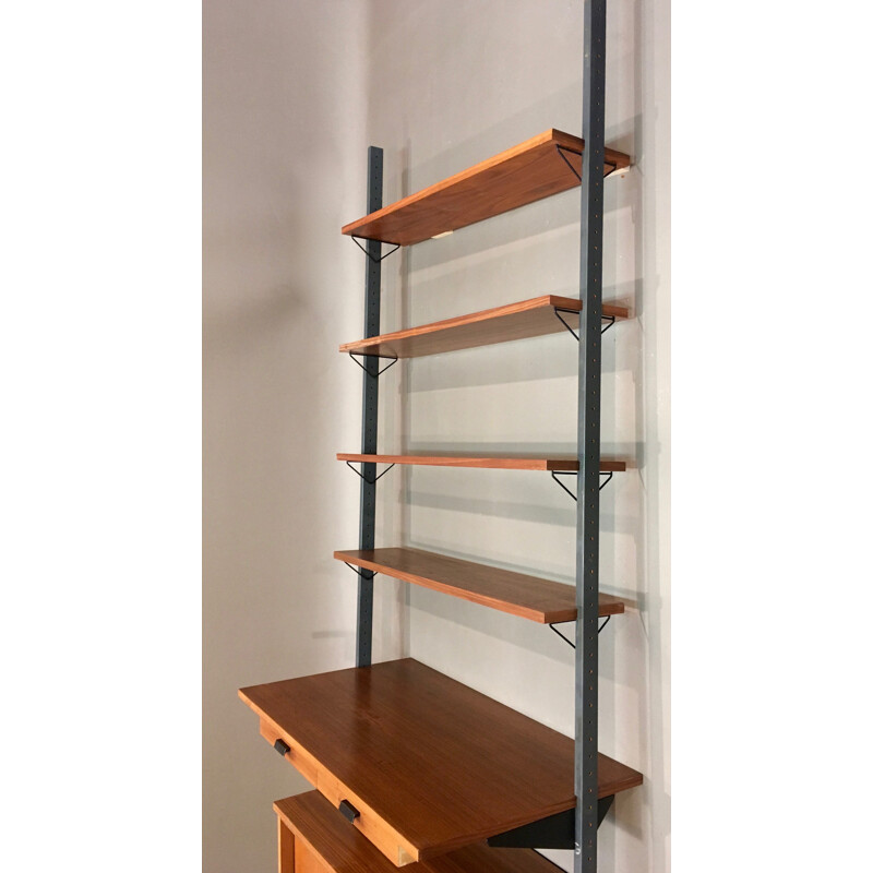 Modular shelving unit with 5 selves and 2 drawers - 1950s