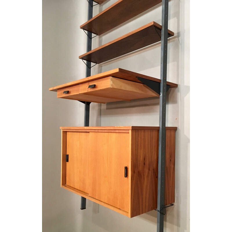 Modular shelving unit with 5 selves and 2 drawers - 1950s