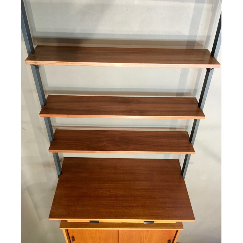 Modular shelving unit with 5 selves and 2 drawers - 1950s