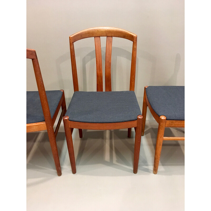 Suite de 4 chaises scandinaves grises - 1950