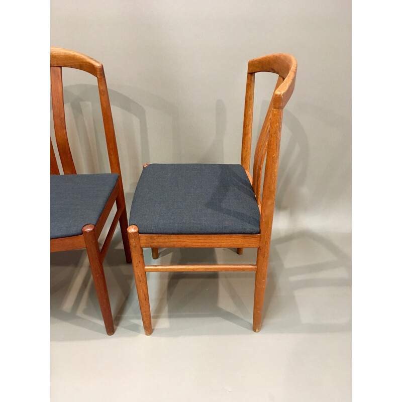 Suite de 4 chaises scandinaves grises - 1950