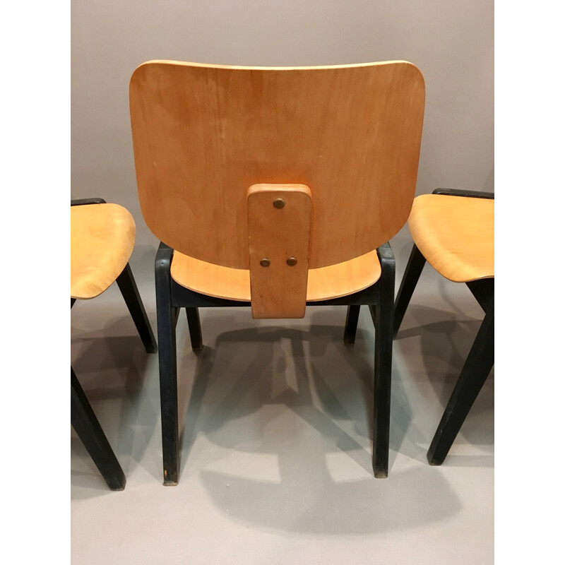 Suite de 4 chaises à repas en frêne - 1950