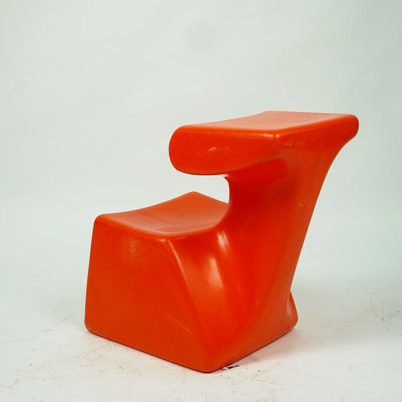 Cadeira de criança vintage em plástico vermelho de Luigi Colani para Top System Burkhard Lübke, Alemanha 1970