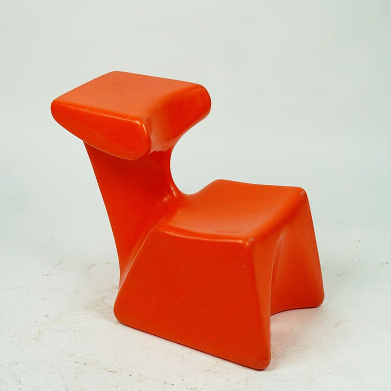 Cadeira de criança vintage em plástico vermelho de Luigi Colani para Top System Burkhard Lübke, Alemanha 1970