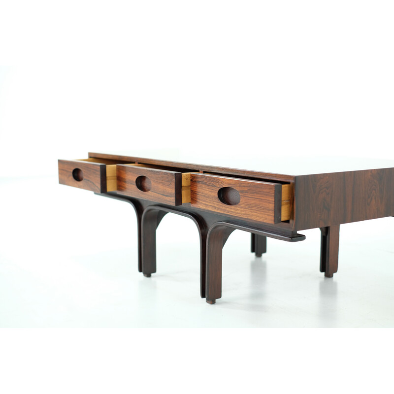 Mesa de centro de madeira vintage de Gianfranco Frattini para Bernini, Itália 1950