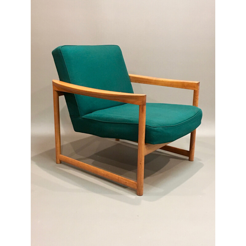 Dark green Scandinavian armchair - 1950s