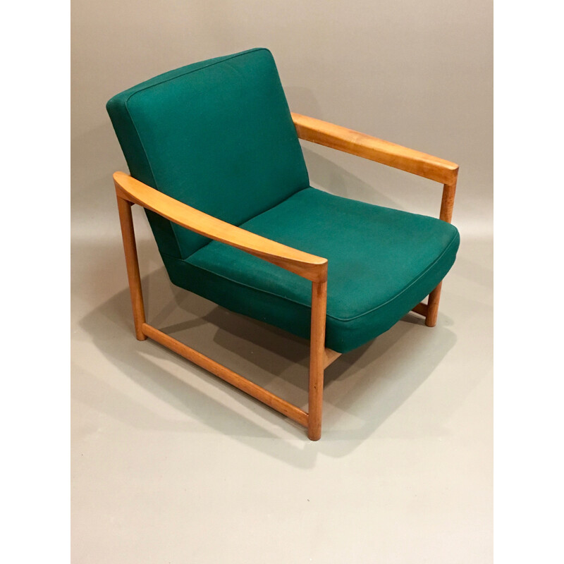 Dark green Scandinavian armchair - 1950s