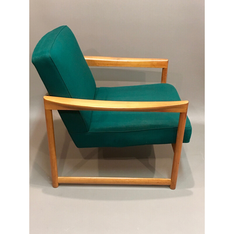 Dark green Scandinavian armchair - 1950s