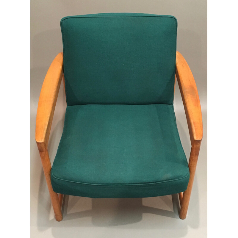 Fauteuil scandinave revêtement vert foncé - 1950