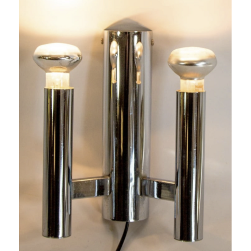 Vintage chrome-plated double wall lamp by Gaetano Sciolari, 1970