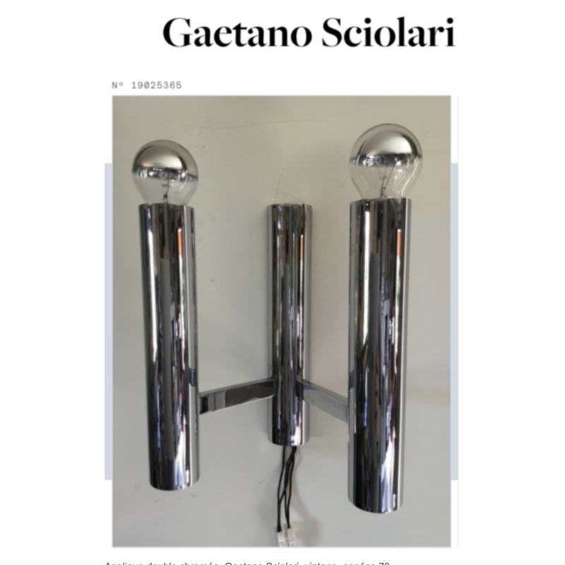 Vintage chrome-plated double wall lamp by Gaetano Sciolari, 1970