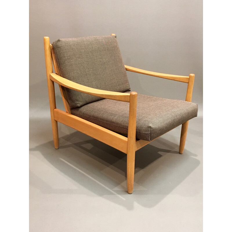 Brown Scandinavian armchair - 1950s