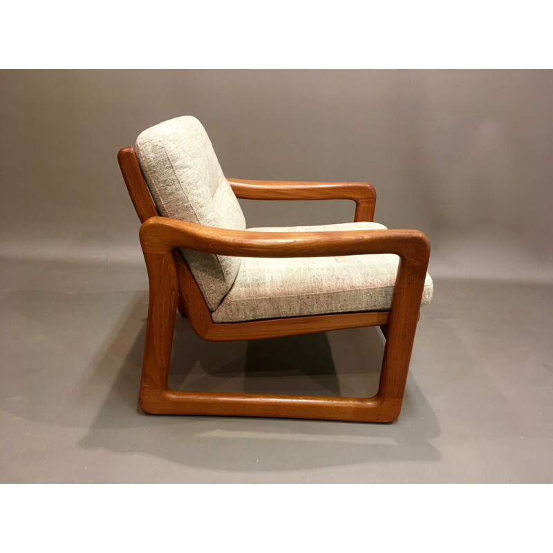 Beige scandinavian armchair in teak - 1950s