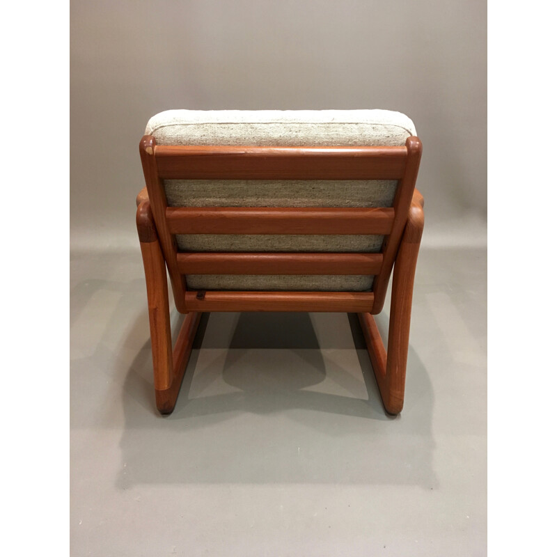 Beige scandinavian armchair in teak - 1950s