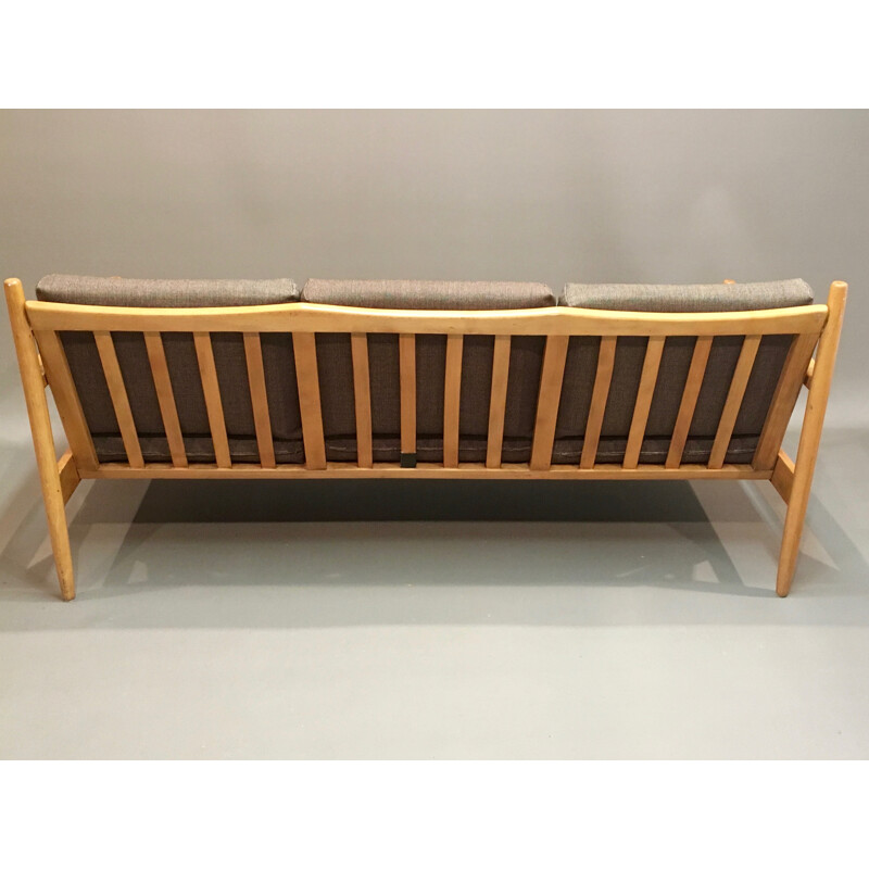 Brown Scandinavian sofa in teak - 1950s