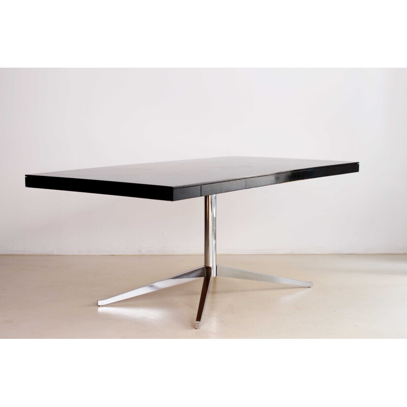 Black desk model Partners in oak and chromium by Florence Knoll  - 1960s