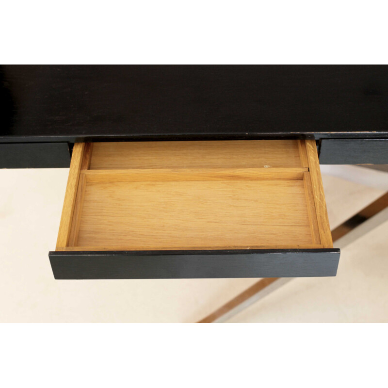 Black desk model Partners in oak and chromium by Florence Knoll  - 1960s