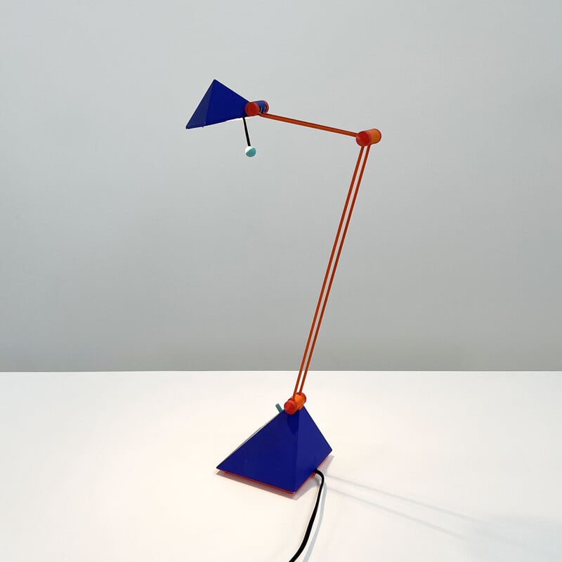 Vintage blue desk lamp Lungean and Pellmann for Brilliant Germany 1980s
