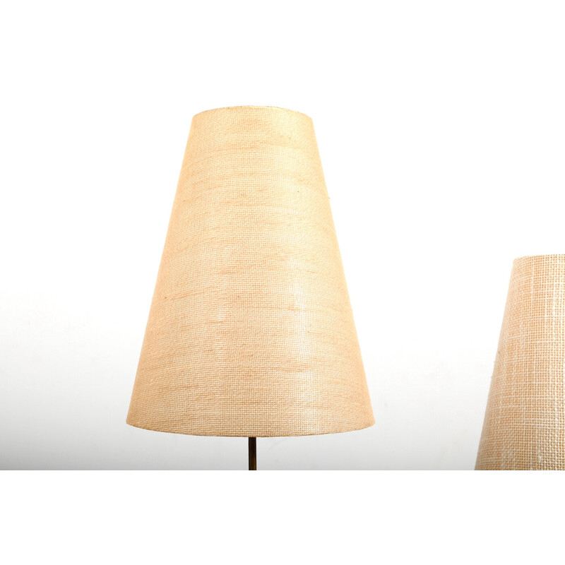 Pair of vintage teak and brass floor lamps by Svend Aage Holm Sørensen, 1950s